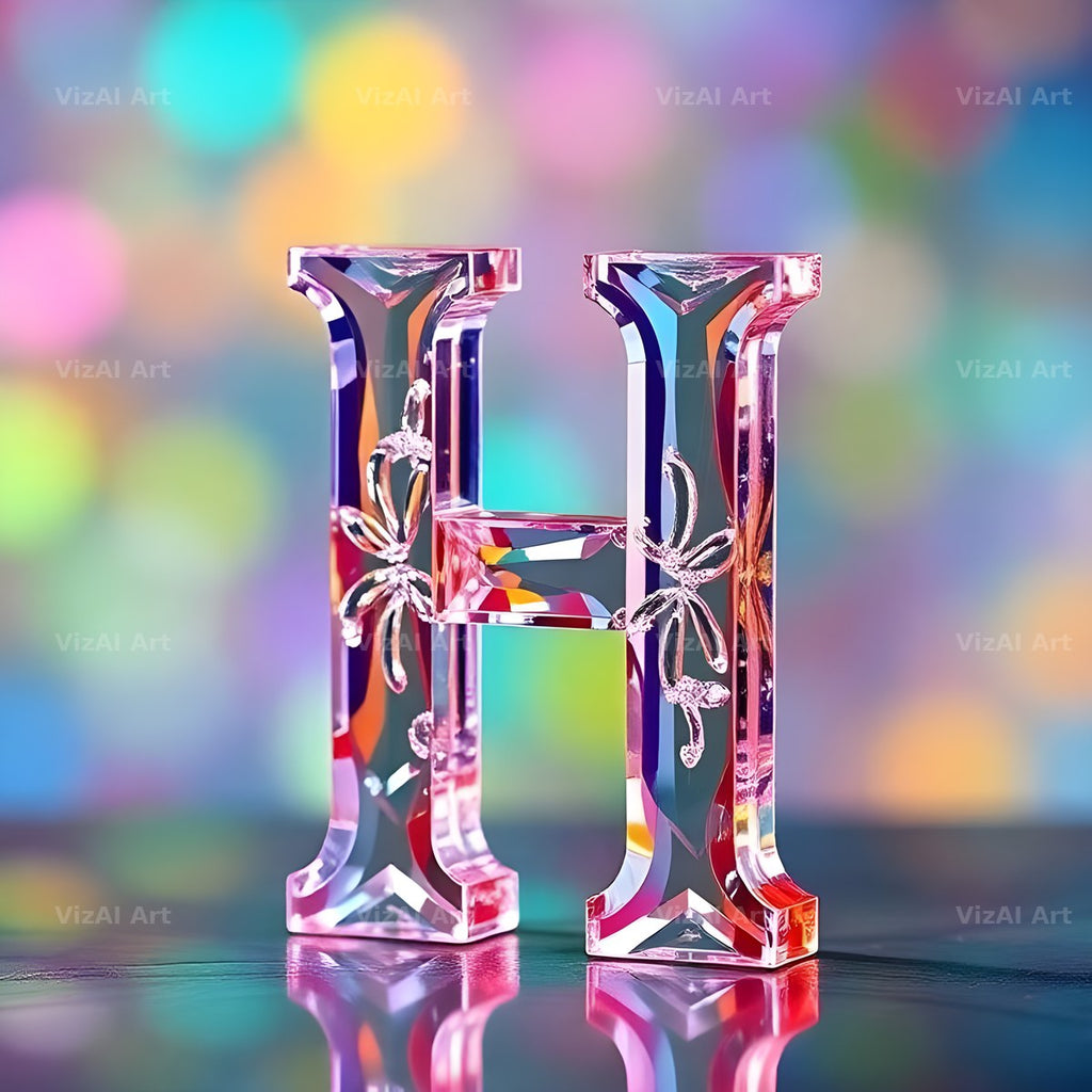 Rainbow Glass Reflection alphabet letter H