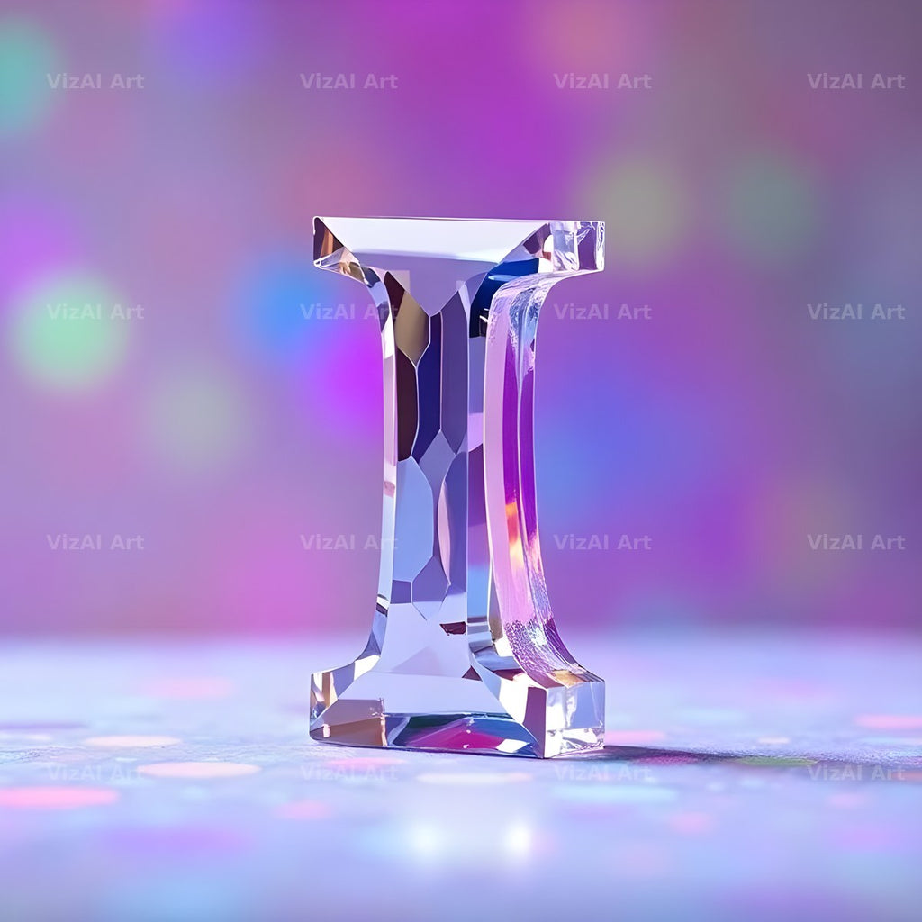 Rainbow Glass Reflection alphabet letter I