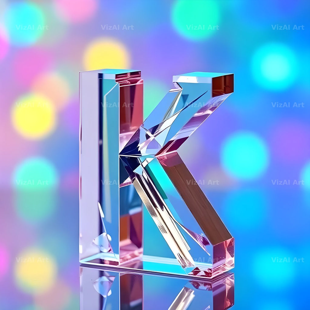 Rainbow Glass Reflection alphabet letter K
