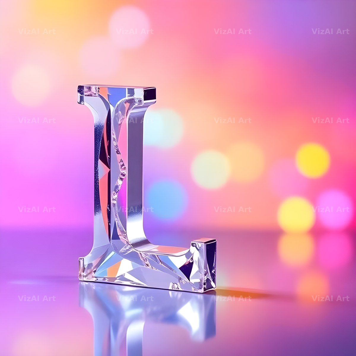 Rainbow Glass Reflection alphabet letter L