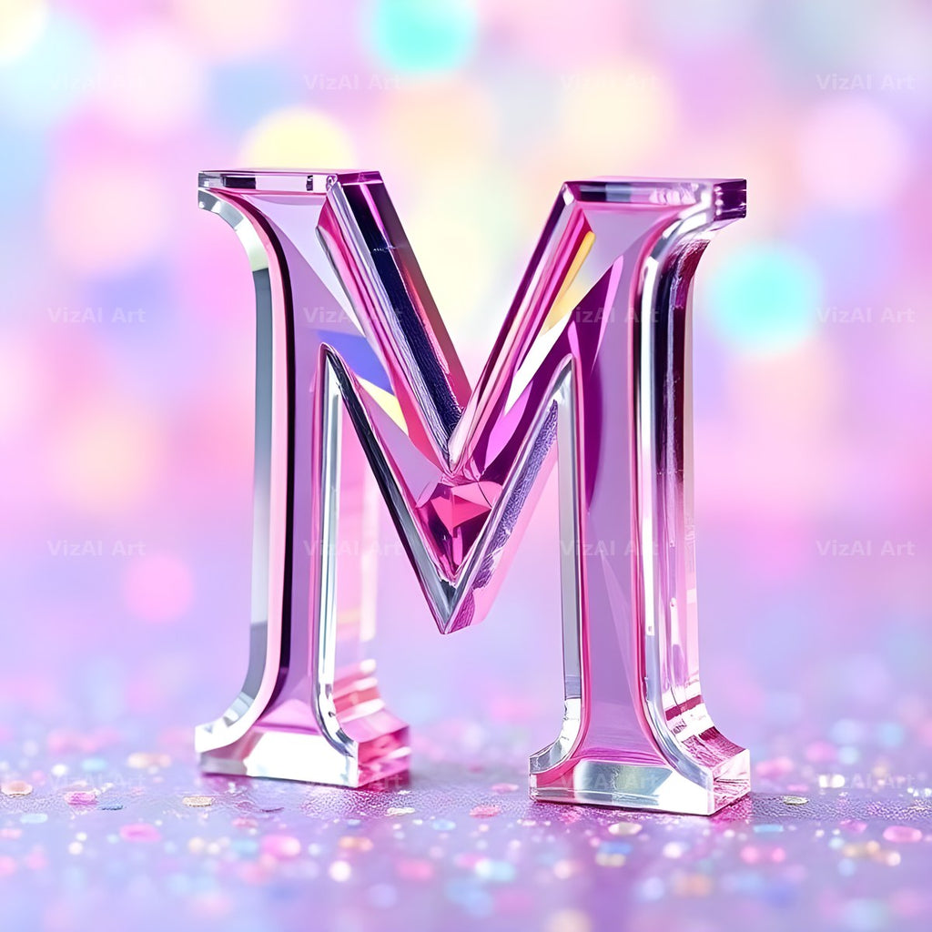 Rainbow Glass Reflection alphabet letter M