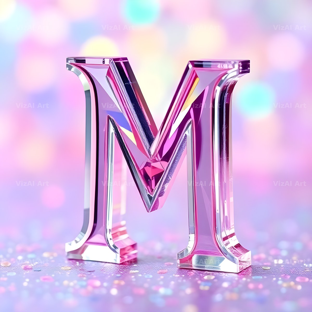 Rainbow Glass Reflection alphabet letter M