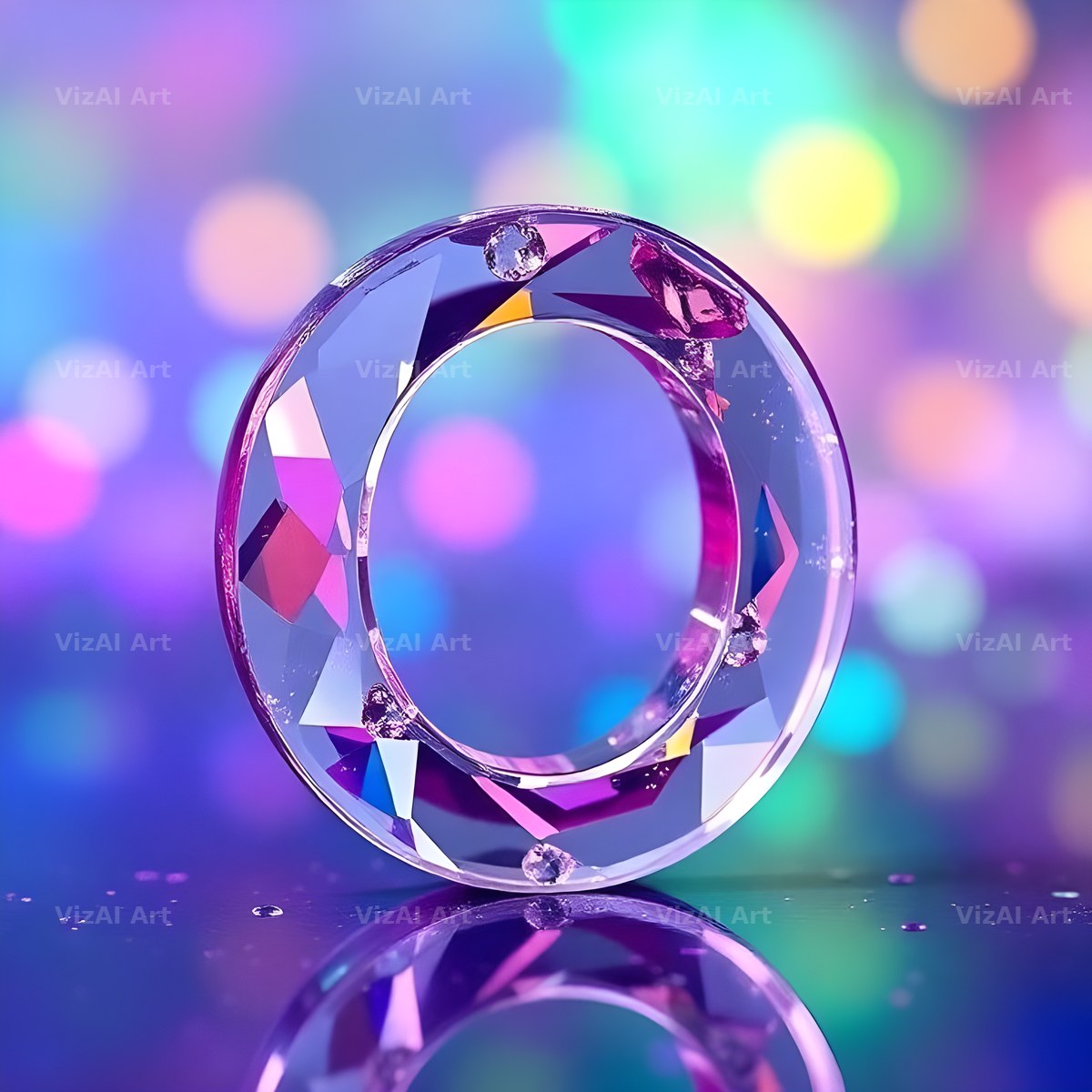Rainbow Glass Reflection alphabet letter O