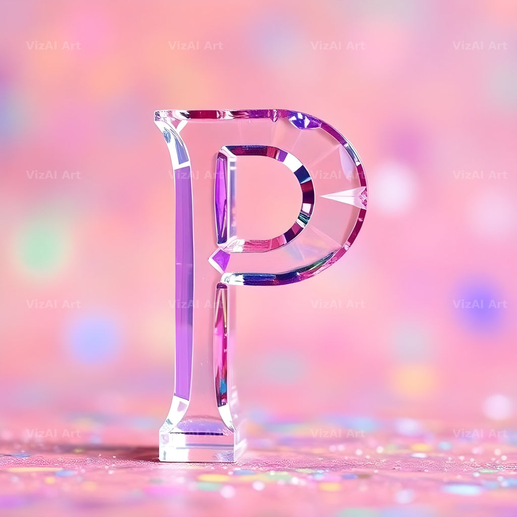 Rainbow Glass Reflection alphabet letter P
