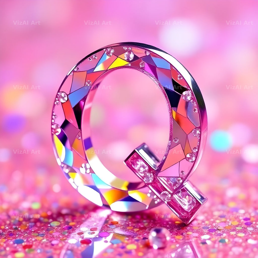 Rainbow Glass Reflection alphabet letter Q