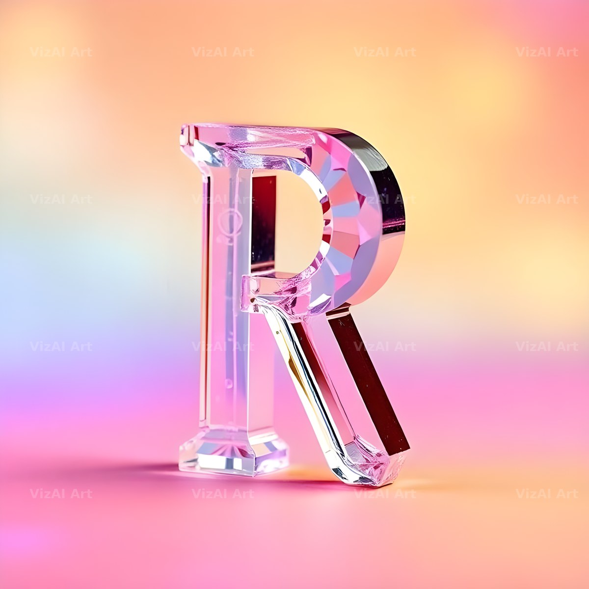 Rainbow Glass Reflection alphabet letter R