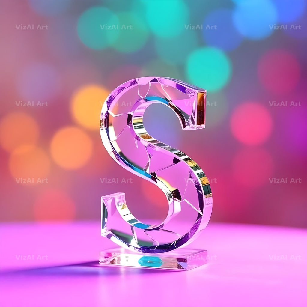 Rainbow Glass Reflection alphabet letter S