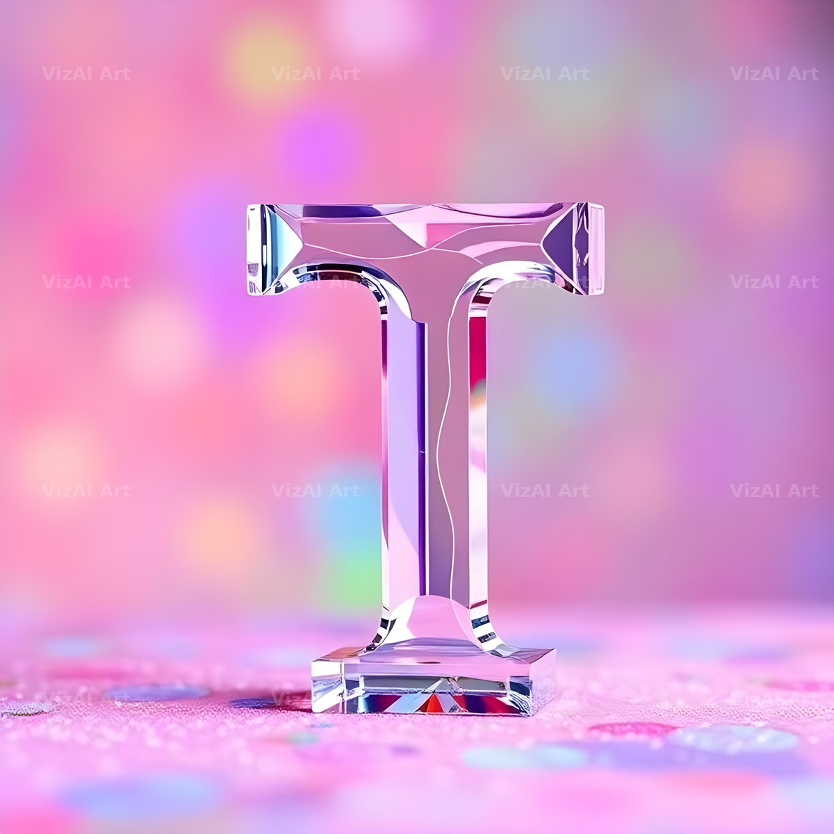Rainbow Glass Reflection alphabet letter T