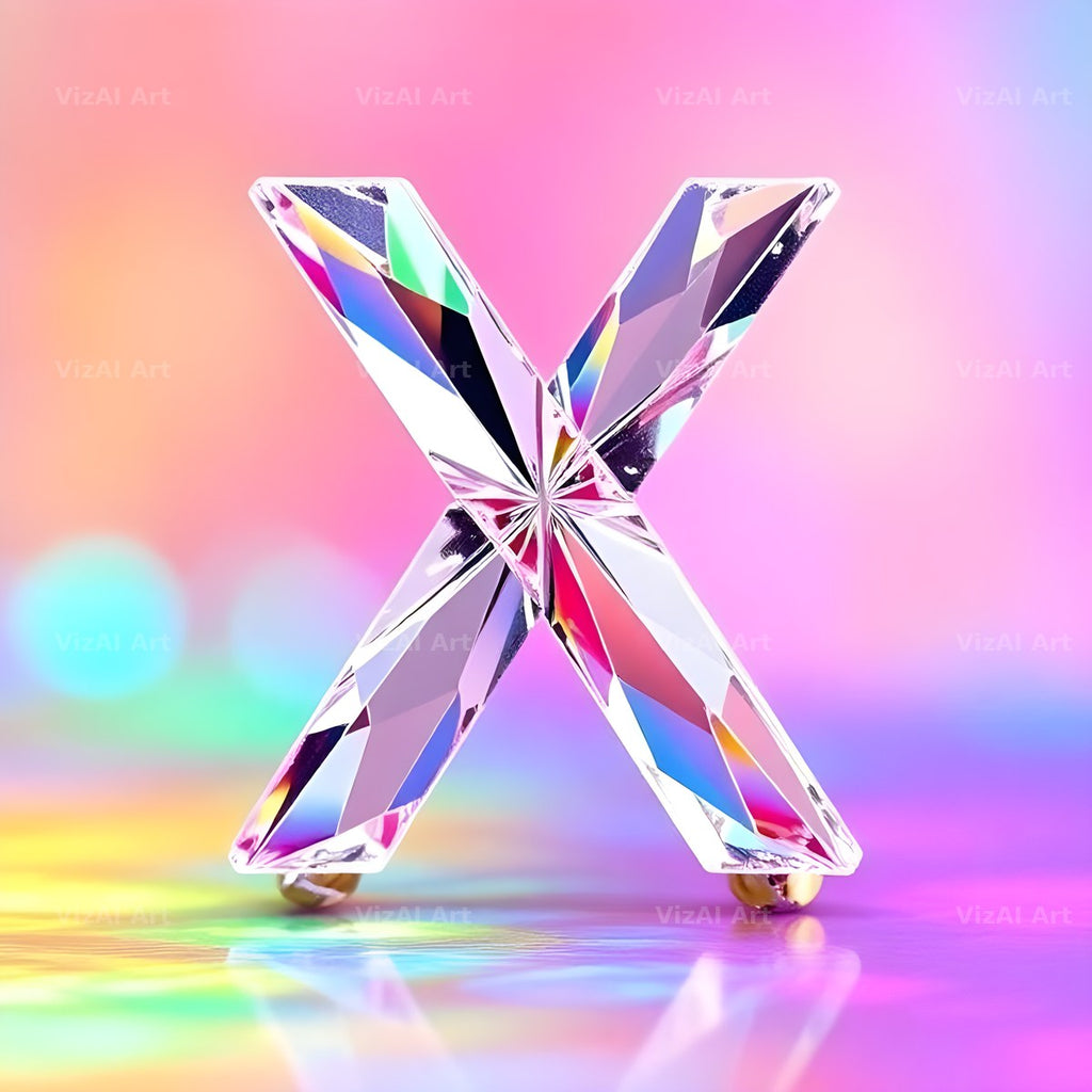 Rainbow Glass Reflection alphabet letter X
