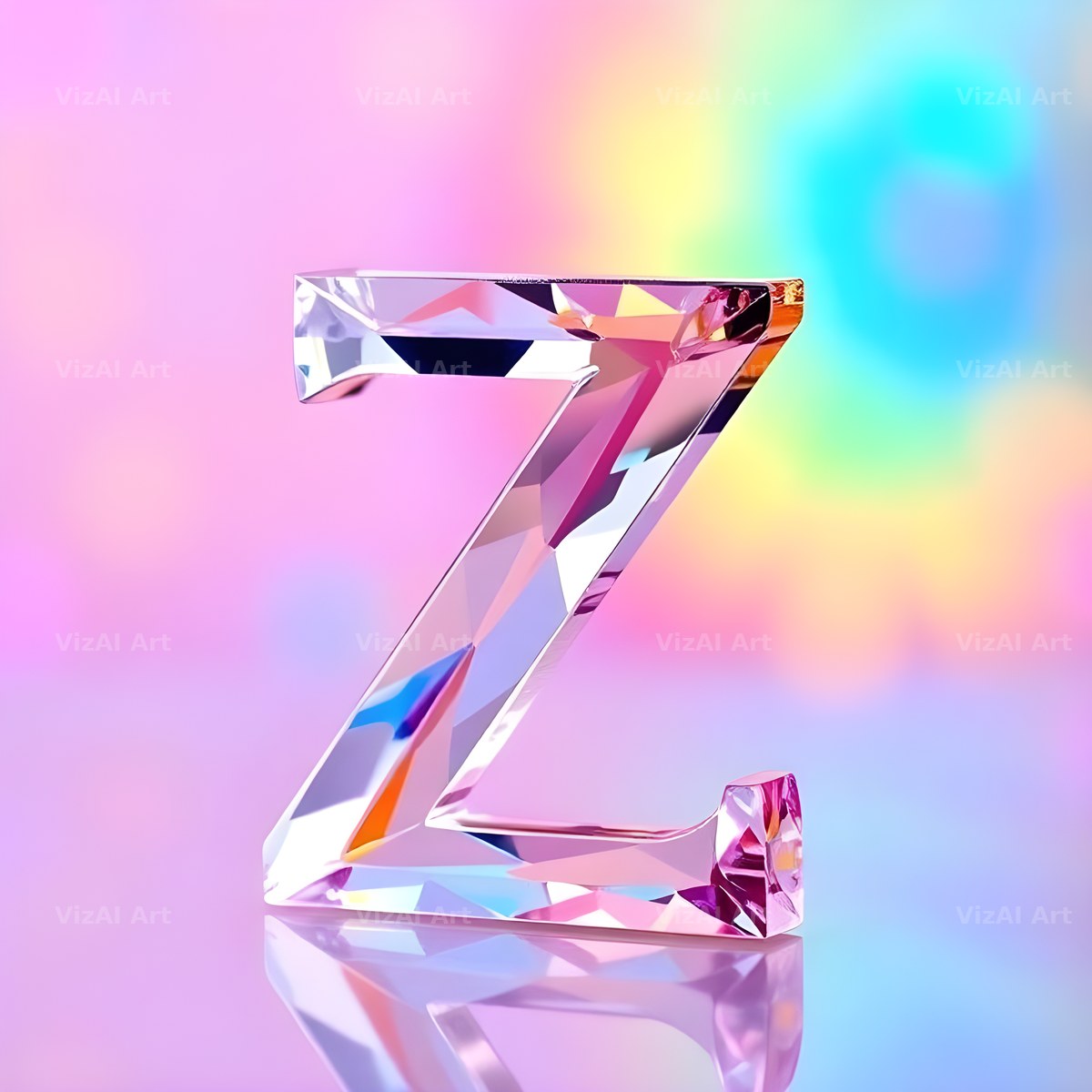 Rainbow Glass Reflection alphabet letter Z