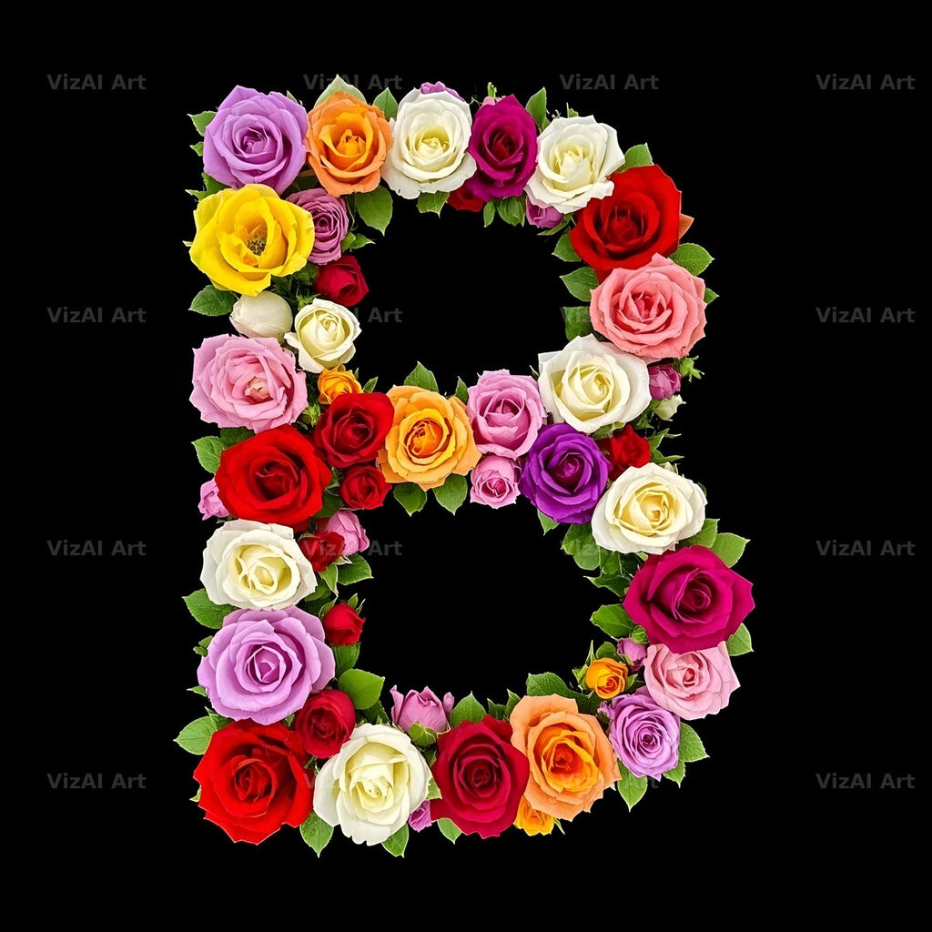 Rose Bouquet Noir alphabet letter B