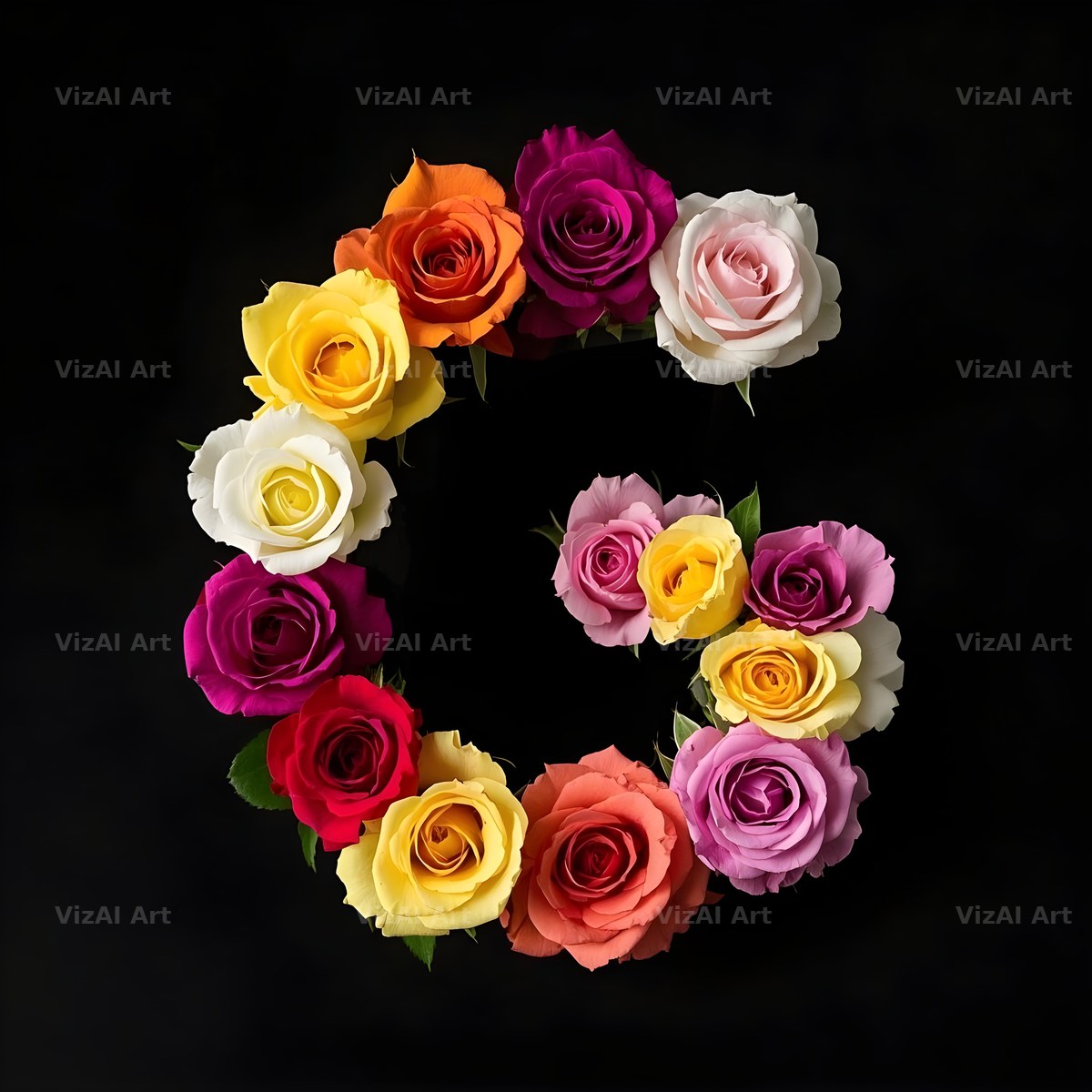 Rose Bouquet Noir alphabet letter G