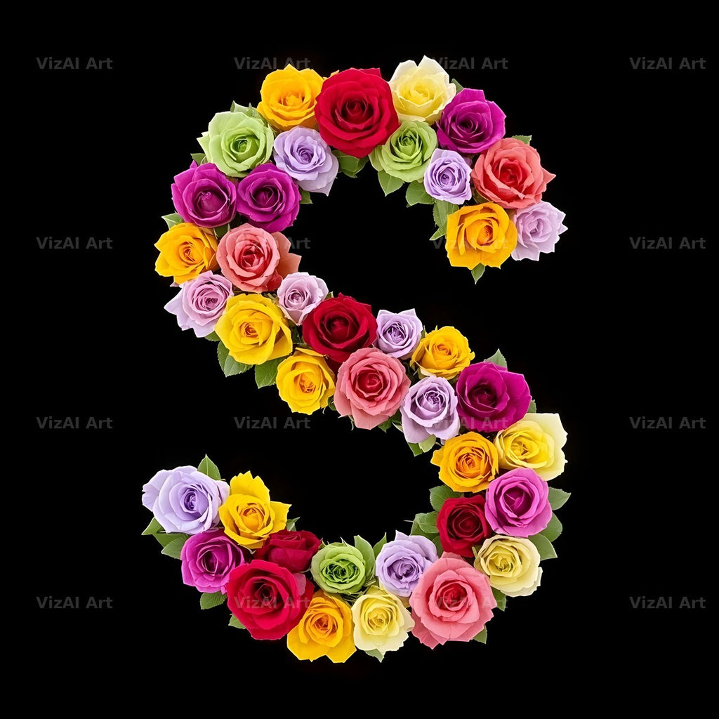 Rose Bouquet Noir alphabet letter S