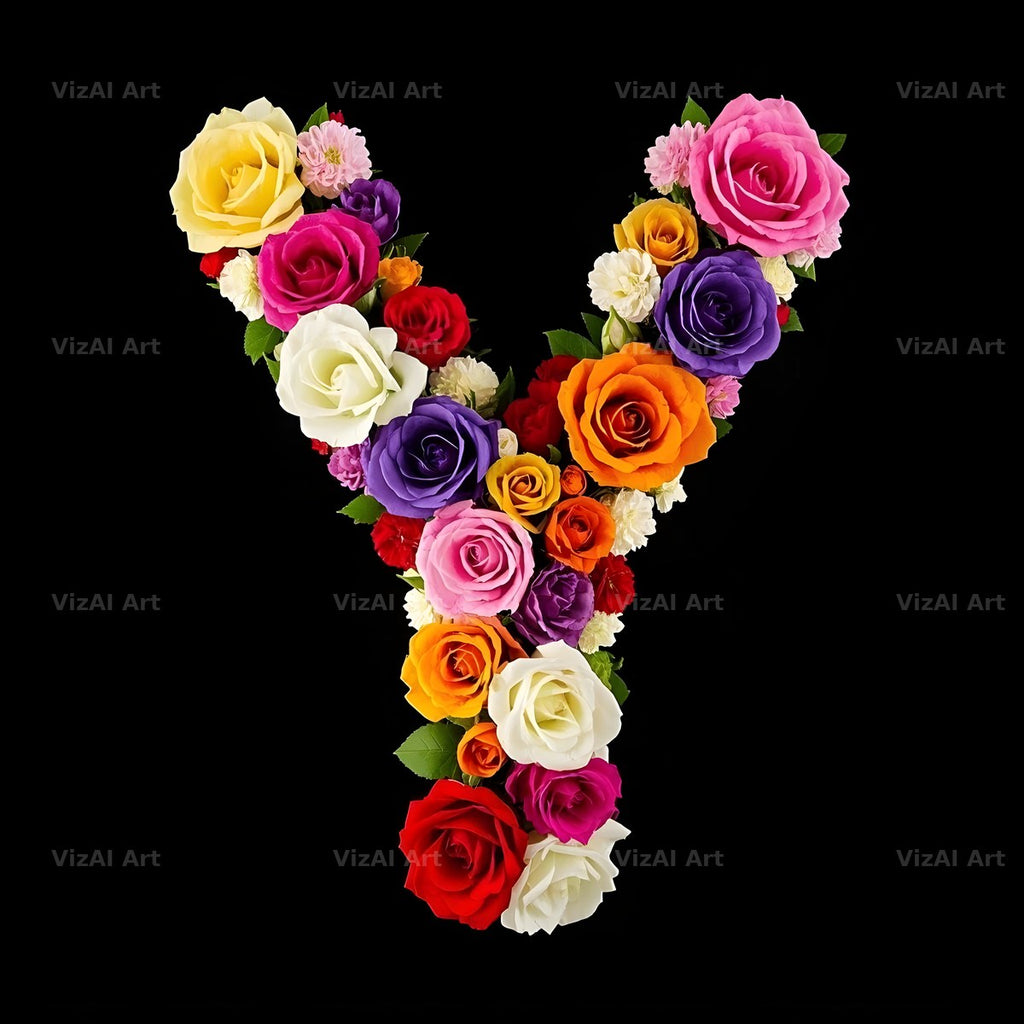 Rose Bouquet Noir alphabet letter Y