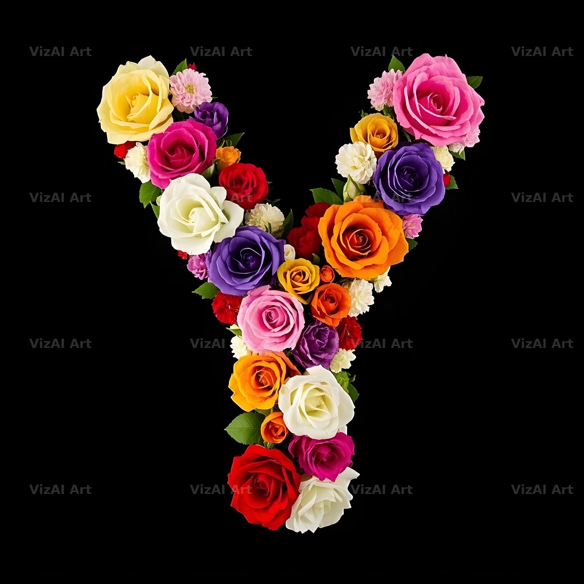 Rose Bouquet Noir alphabet letter Y