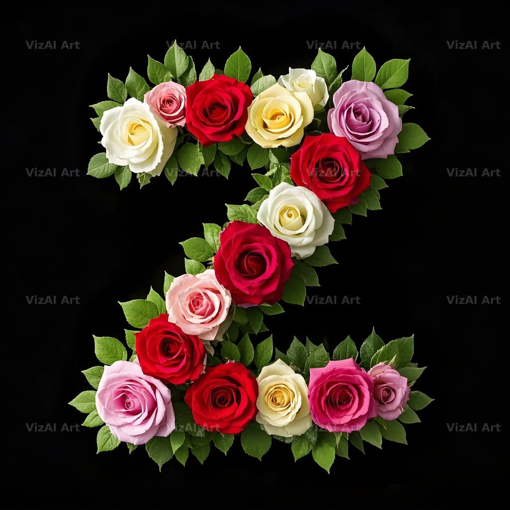 Rose Bouquet Noir alphabet letter Z