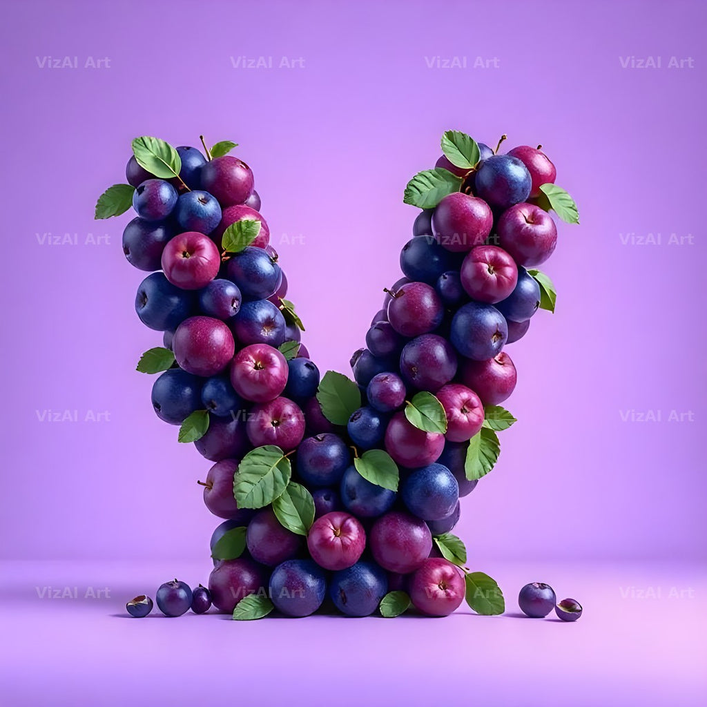 Ripe Plum alphabet letter V
