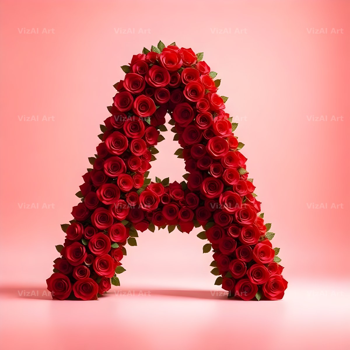 Red Rose Velvet alphabet letter A