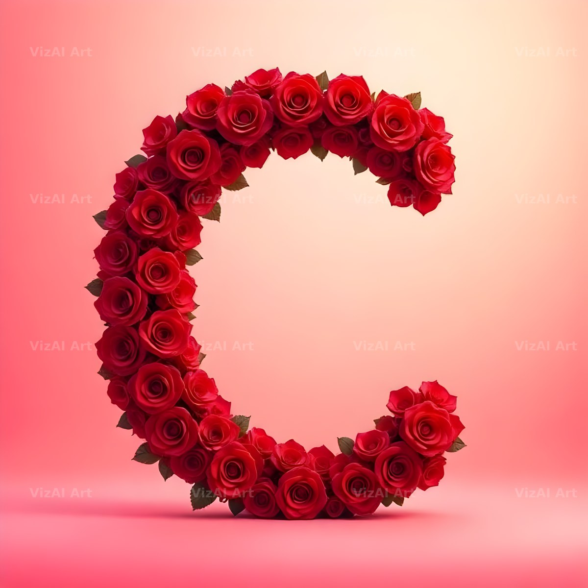 Red Rose Velvet alphabet letter C