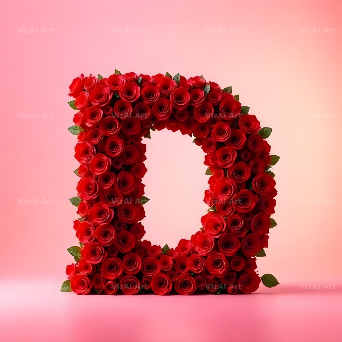 Red Rose Velvet alphabet letter D