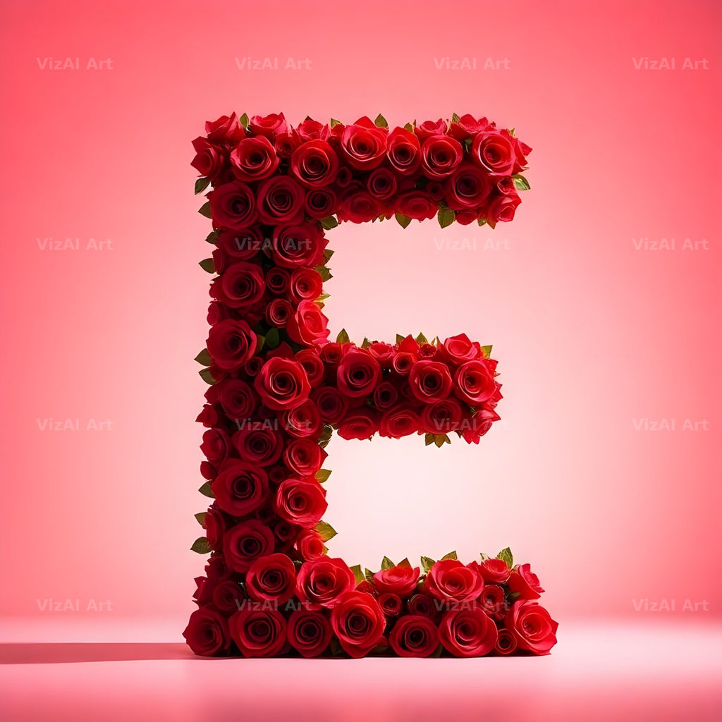 Red Rose Velvet alphabet letter E