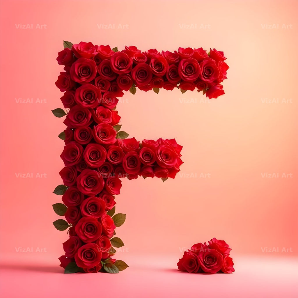 Red Rose Velvet alphabet letter F