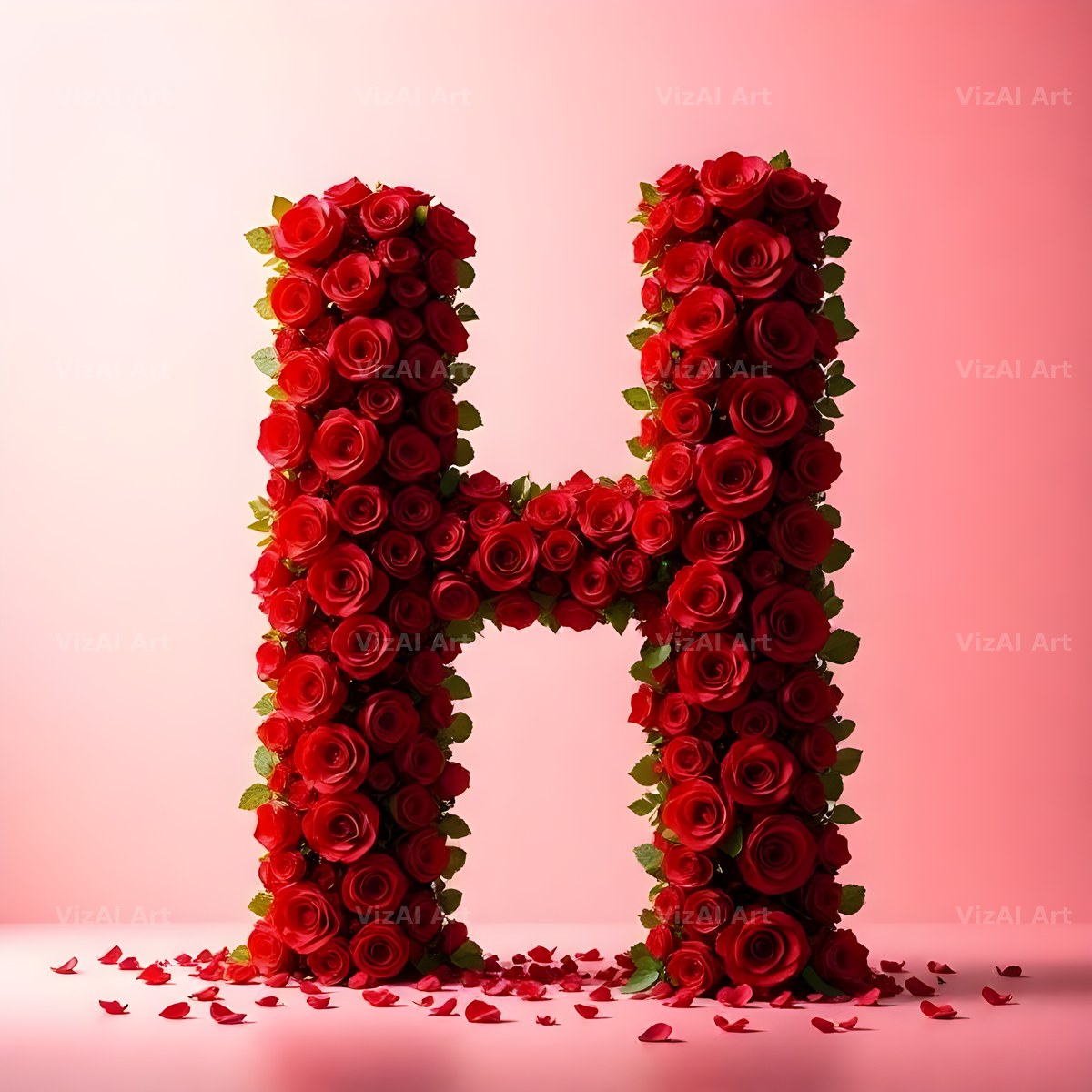 Red Rose Velvet alphabet letter H