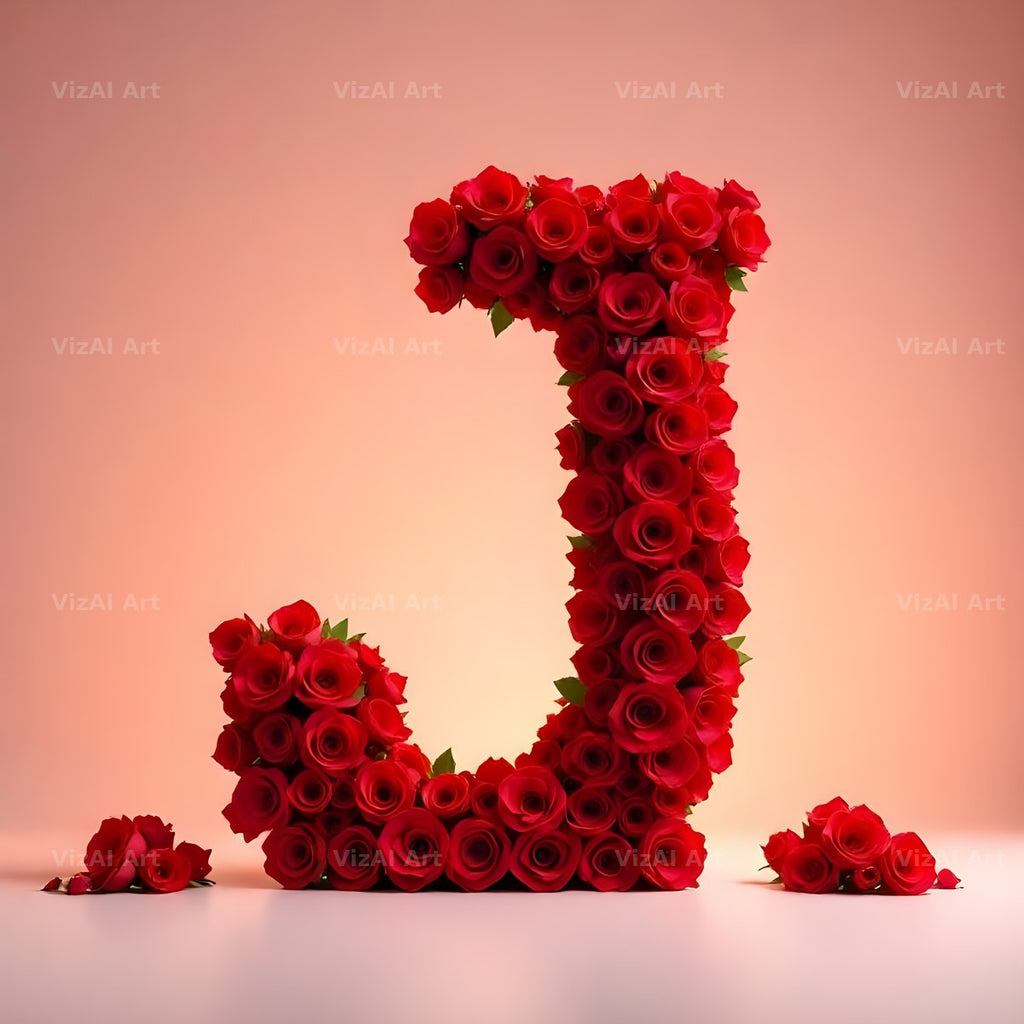 Red Rose Velvet alphabet letter J