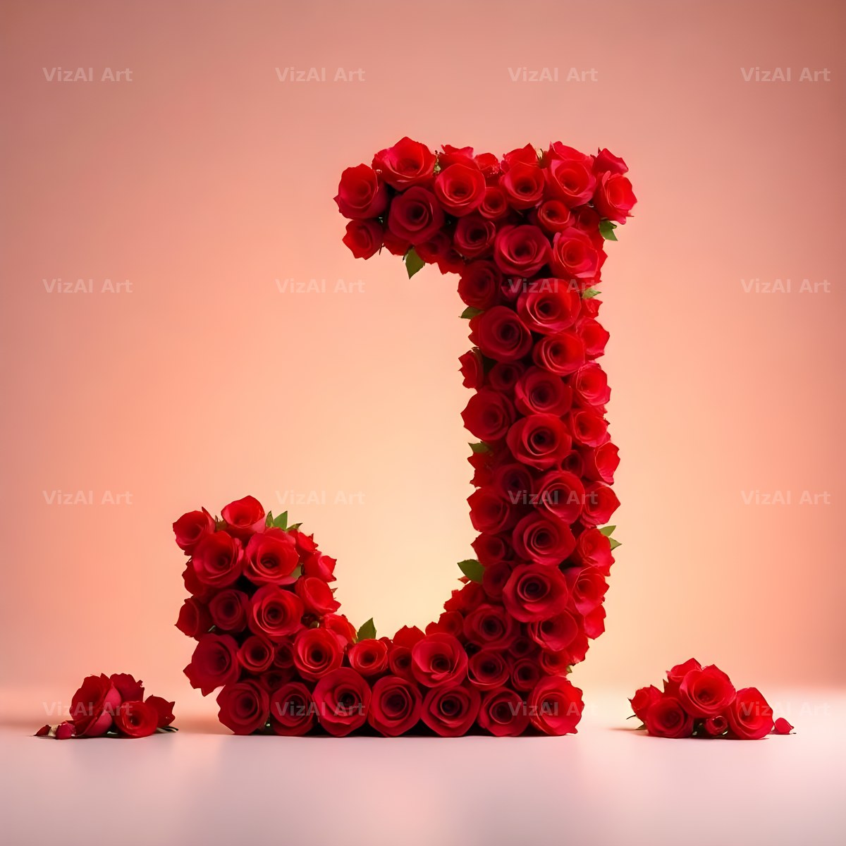 Red Rose Velvet alphabet letter J