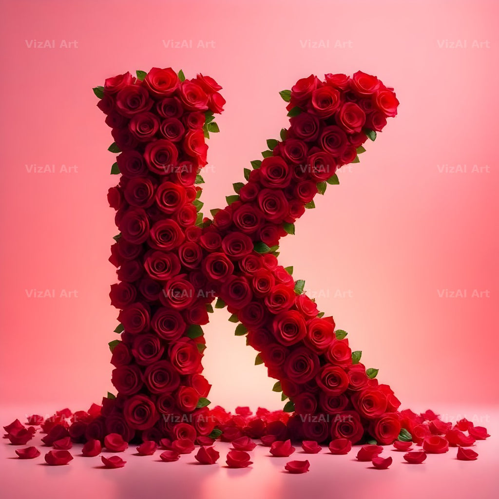 Red Rose Velvet alphabet letter K