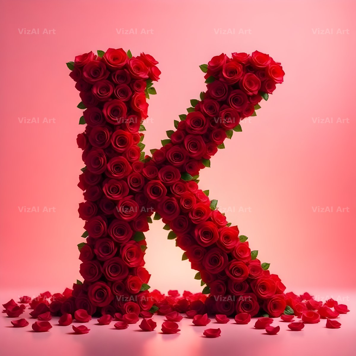 Red Rose Velvet alphabet letter K