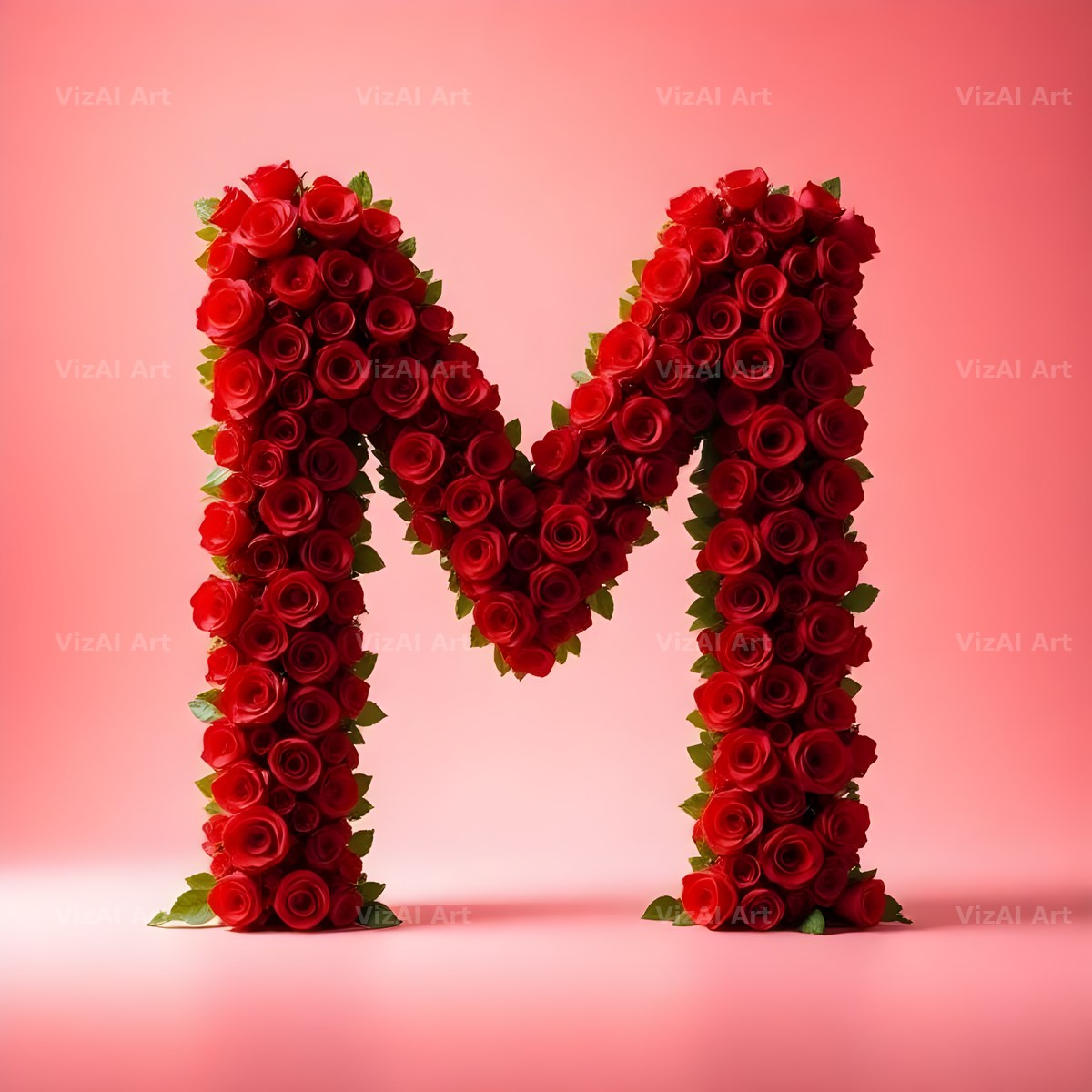 Red Rose Velvet alphabet letter M
