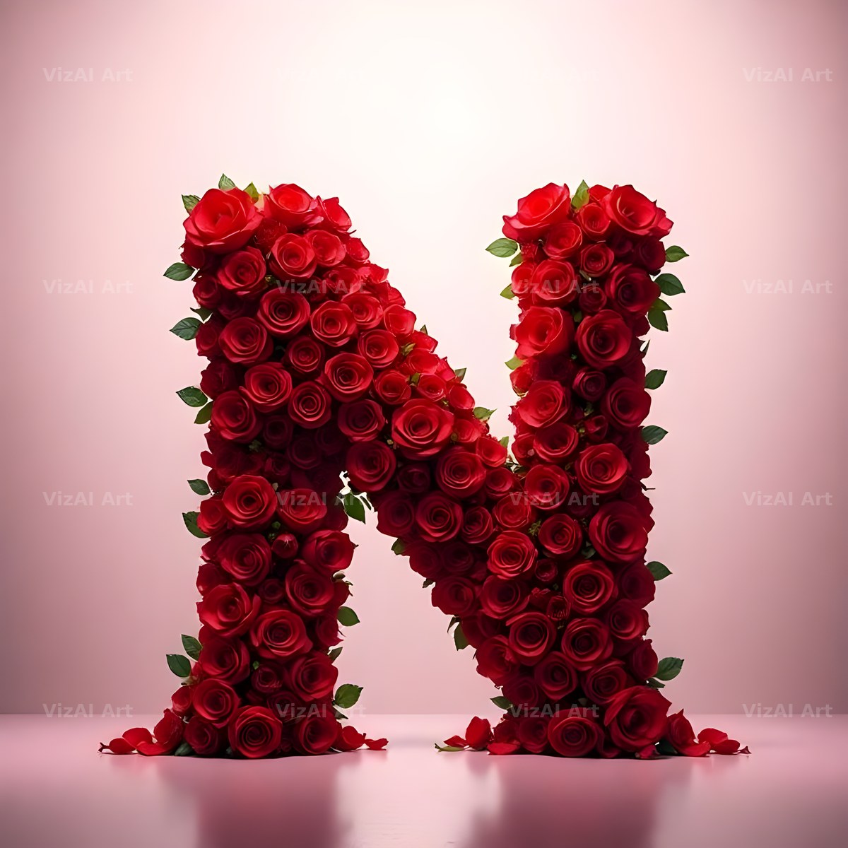 Red Rose Velvet alphabet letter N