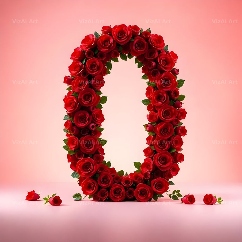 Red Rose Velvet alphabet letter O
