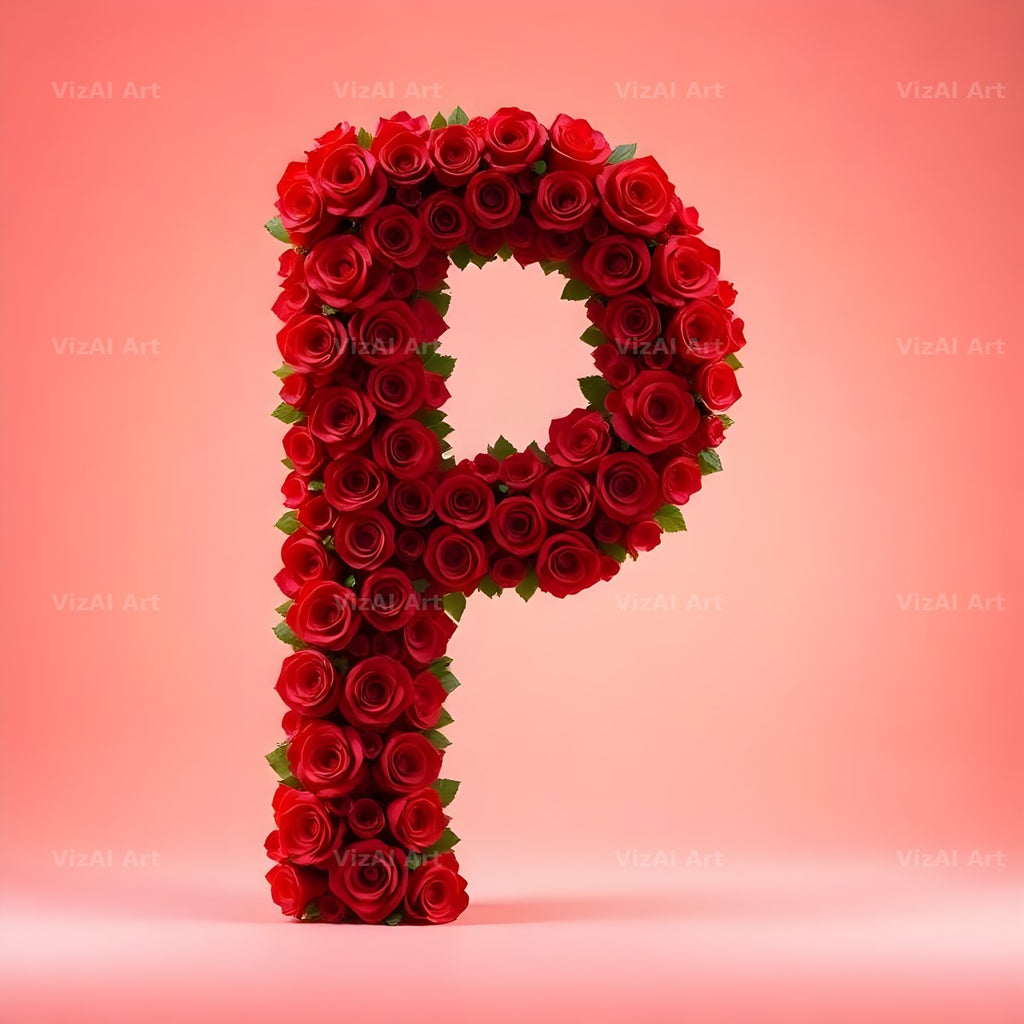 Red Rose Velvet alphabet letter P