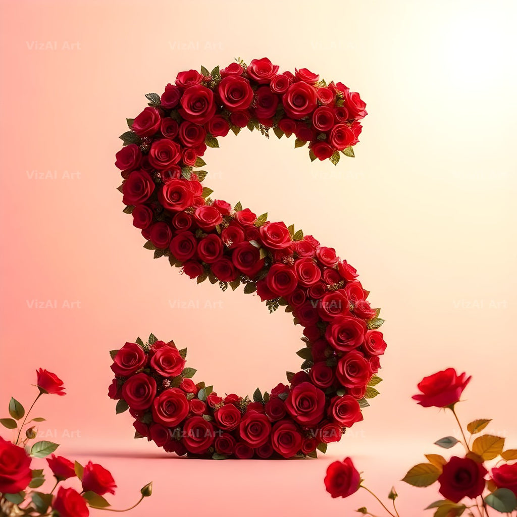 Red Rose Velvet alphabet letter S