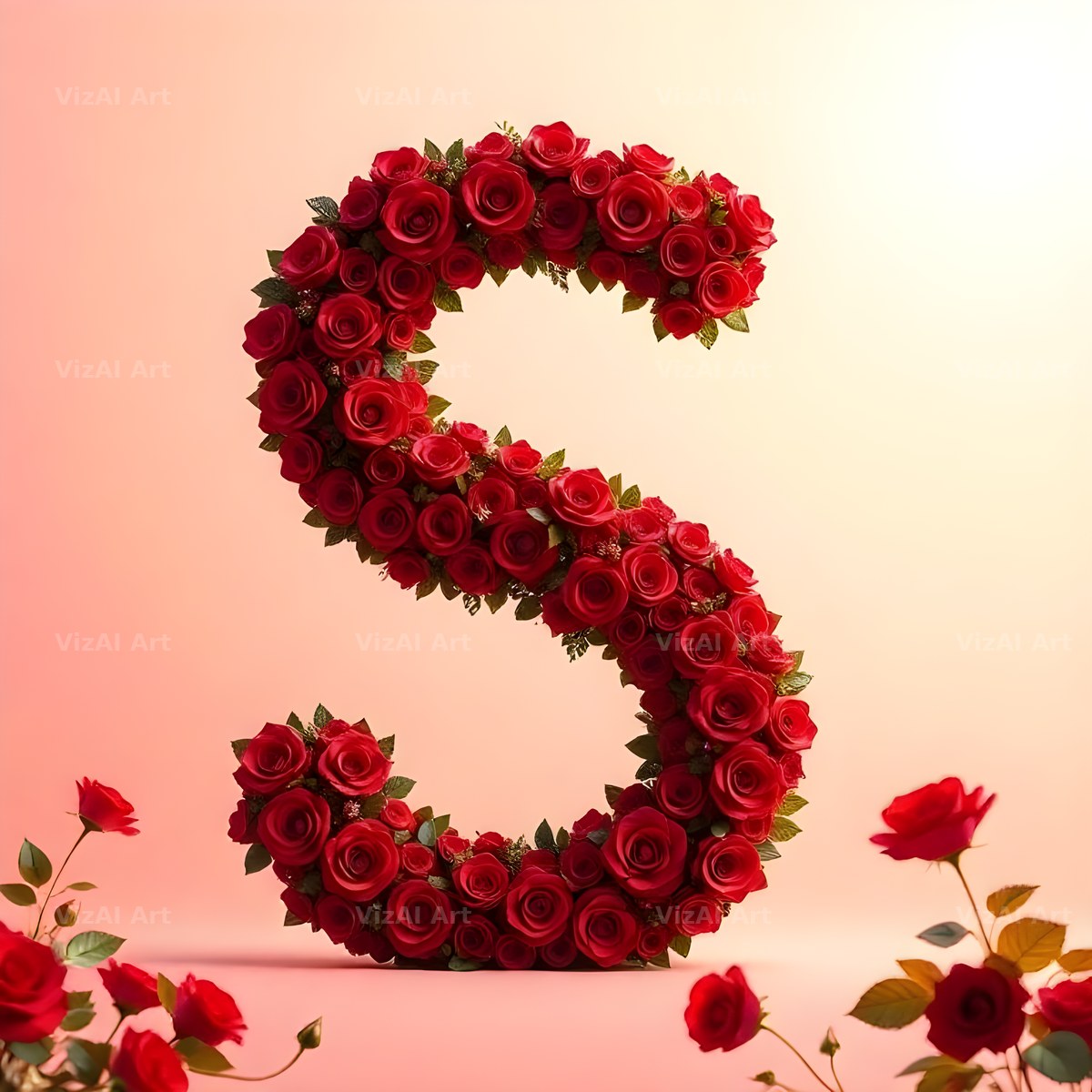 Red Rose Velvet alphabet letter S