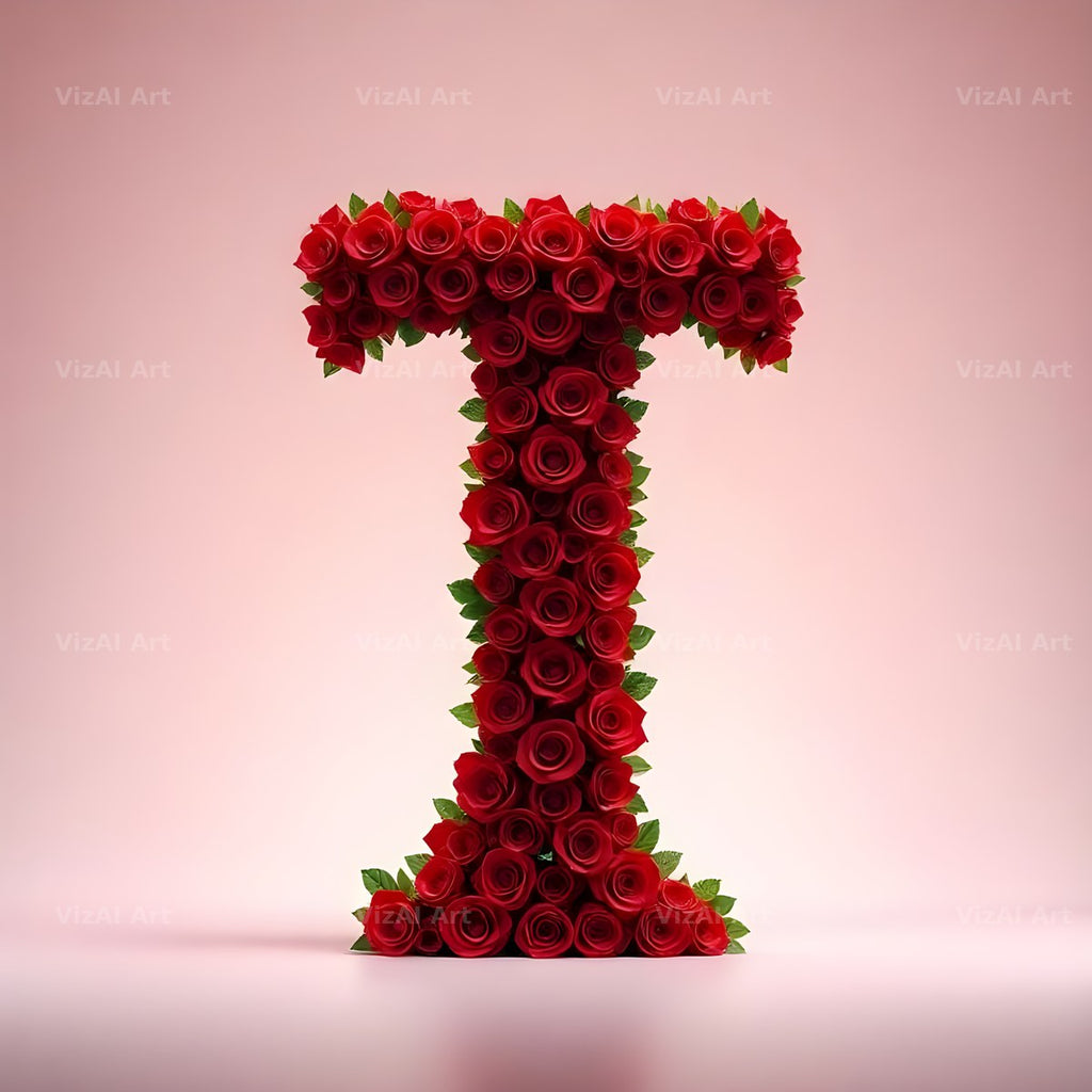 Red Rose Velvet alphabet letter T