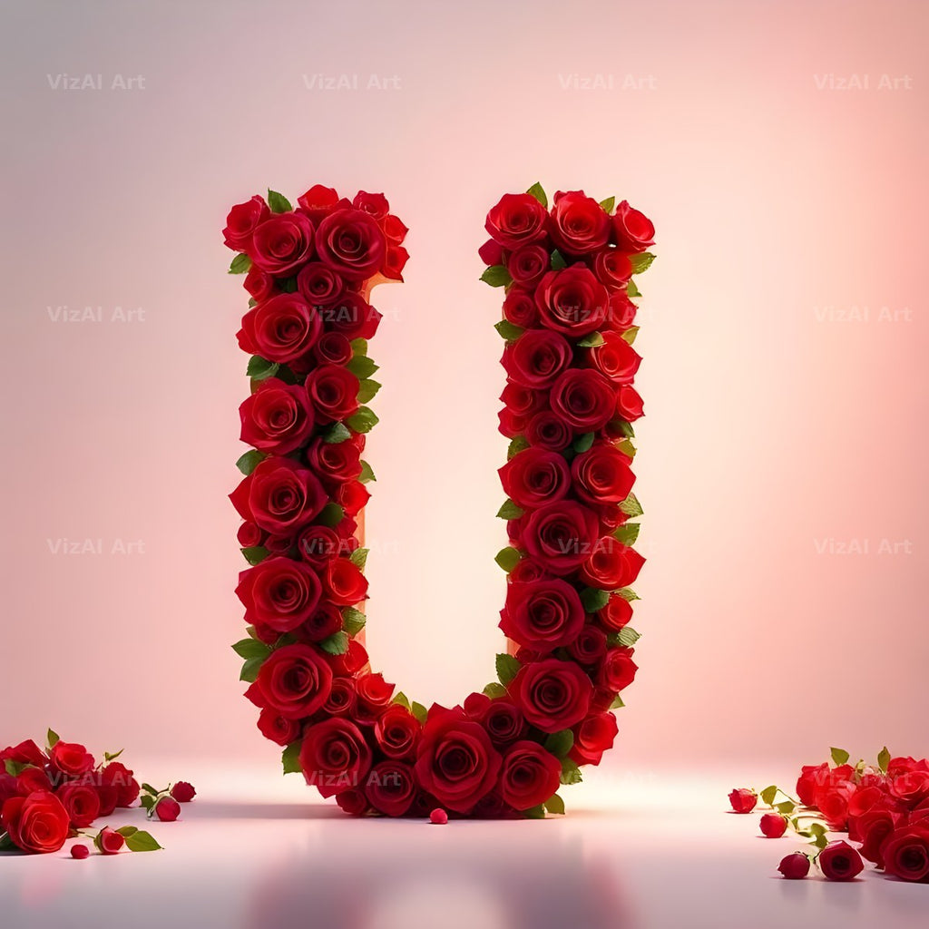 Red Rose Velvet alphabet letter U