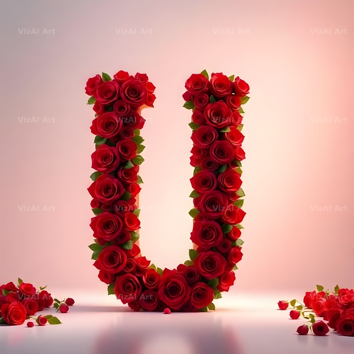 Red Rose Velvet alphabet letter U