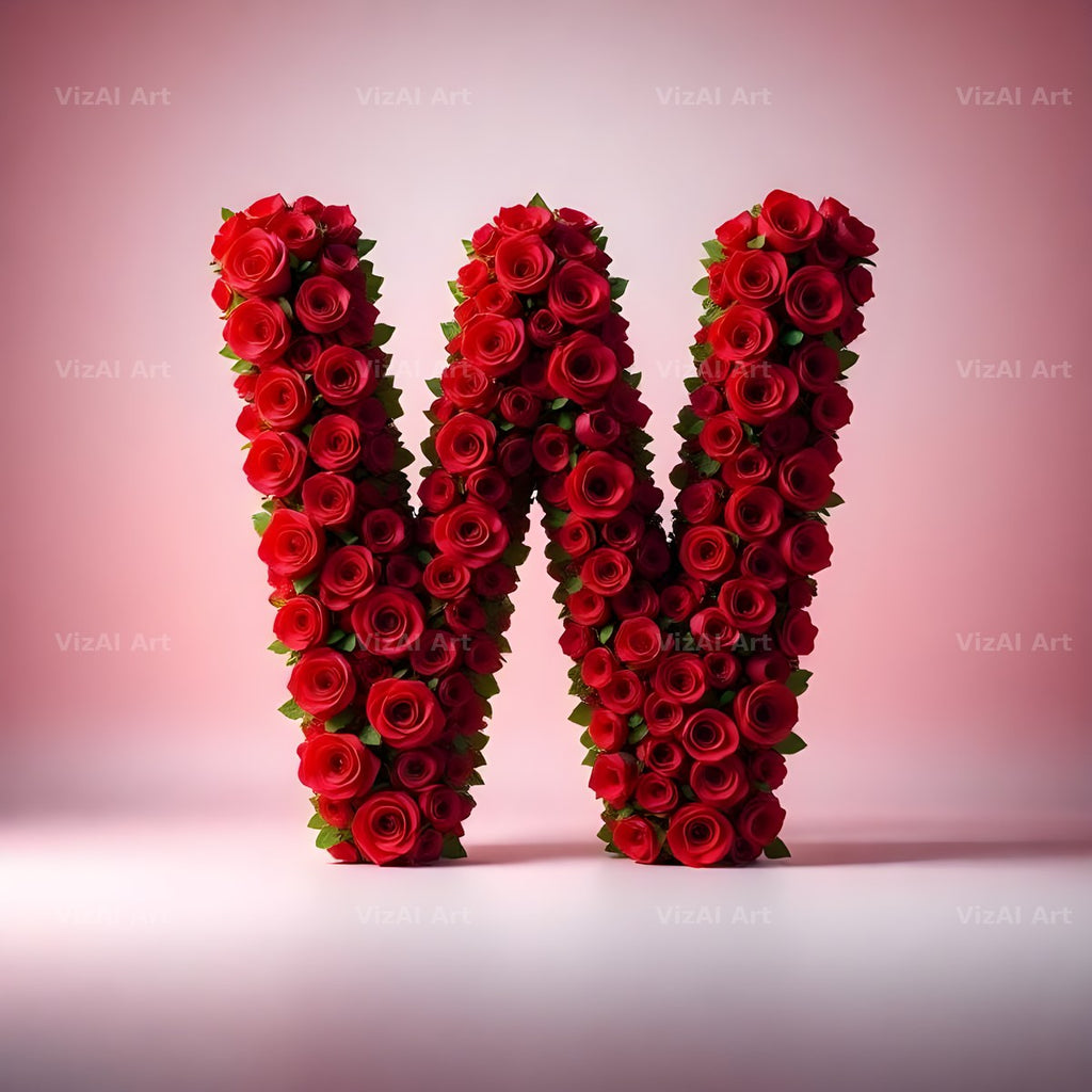 Red Rose Velvet alphabet letter W