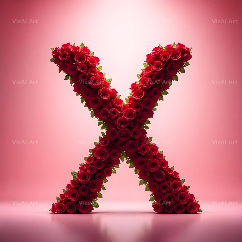 Red Rose Velvet alphabet letter X