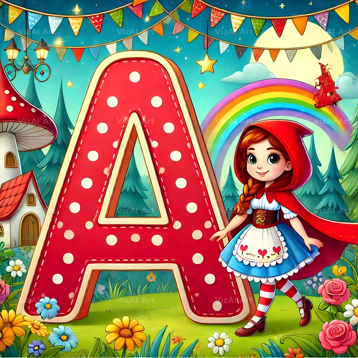 Red Riding Hood Storybook alphabet letter A