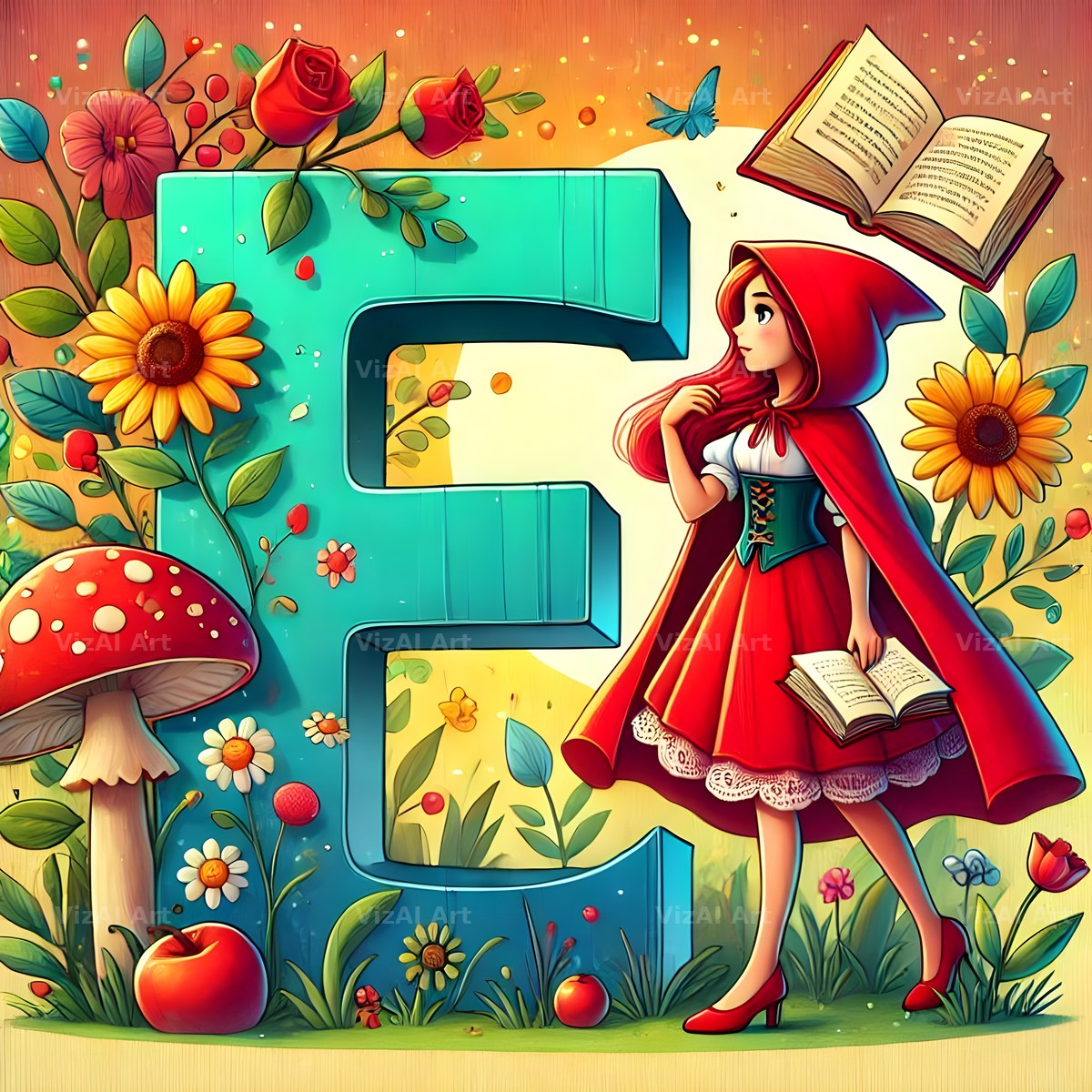 Red Riding Hood Storybook alphabet letter E