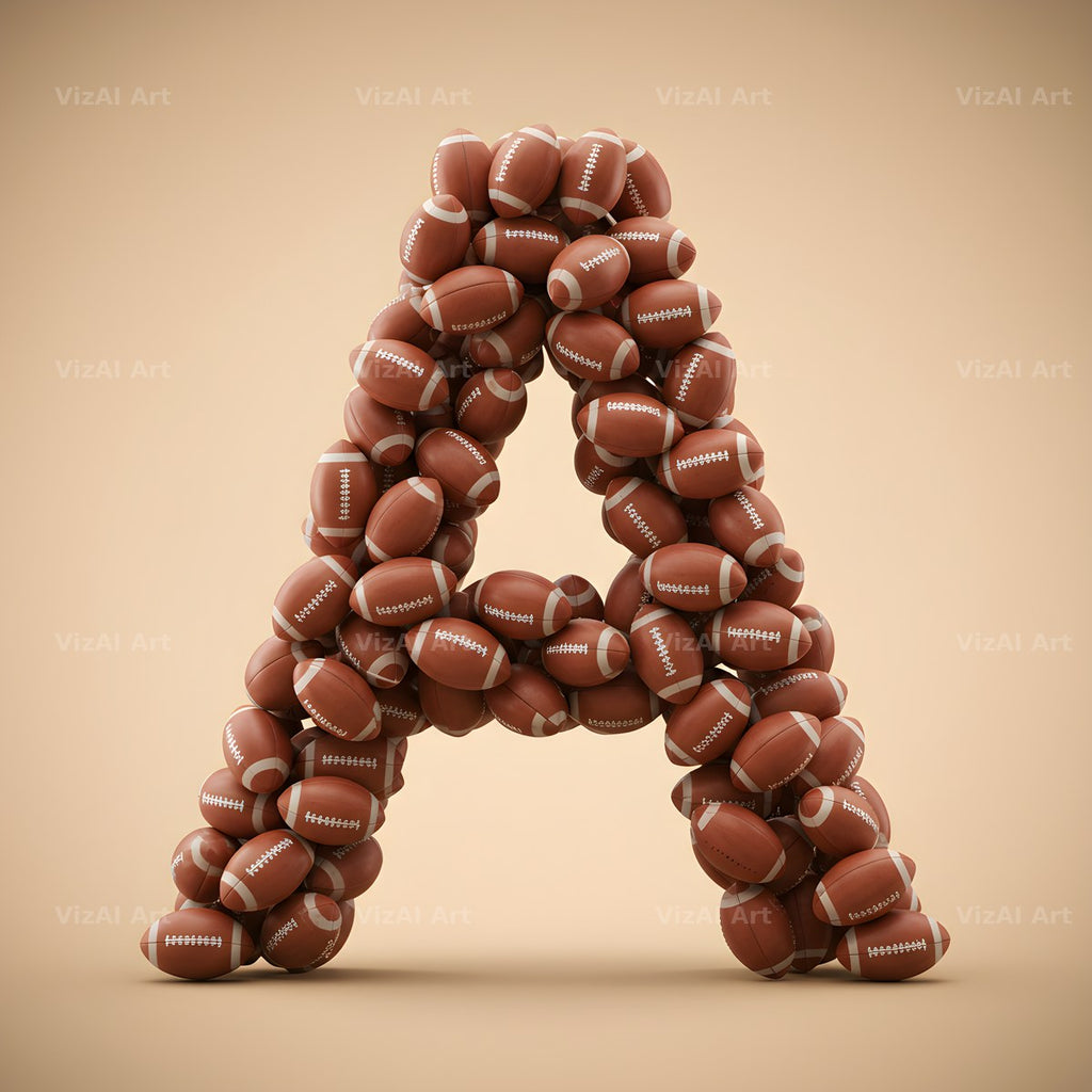 Rugby Ball Scrum alphabet letter A