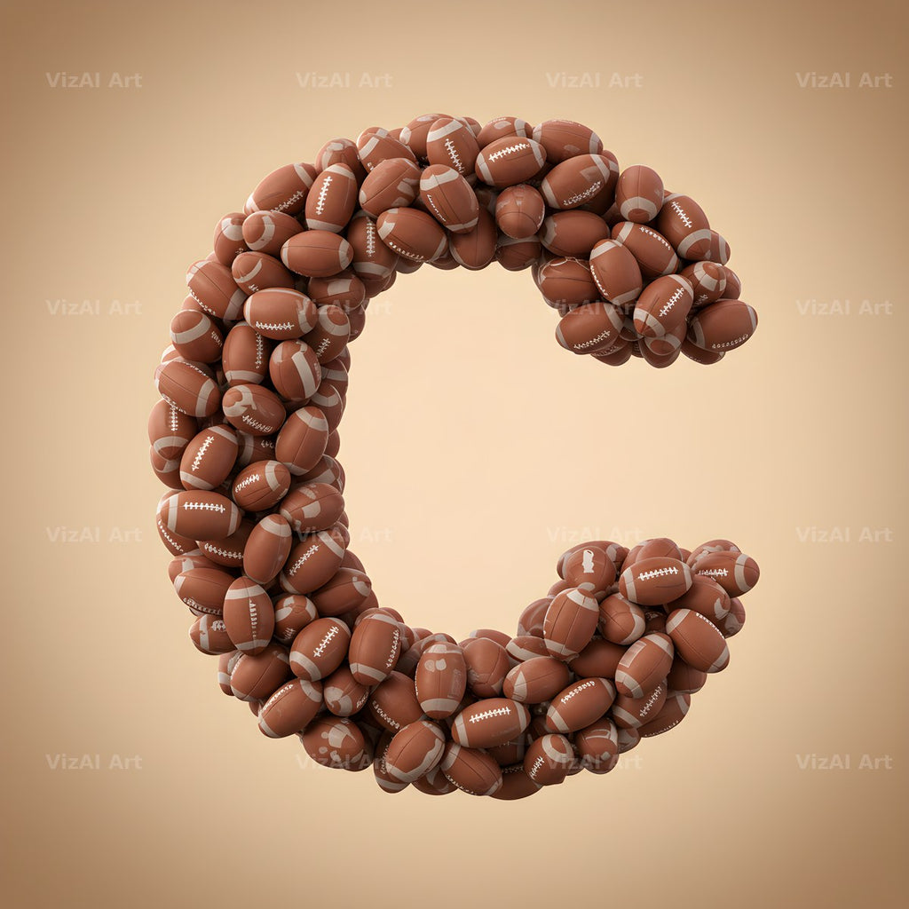Rugby Ball Scrum alphabet letter C