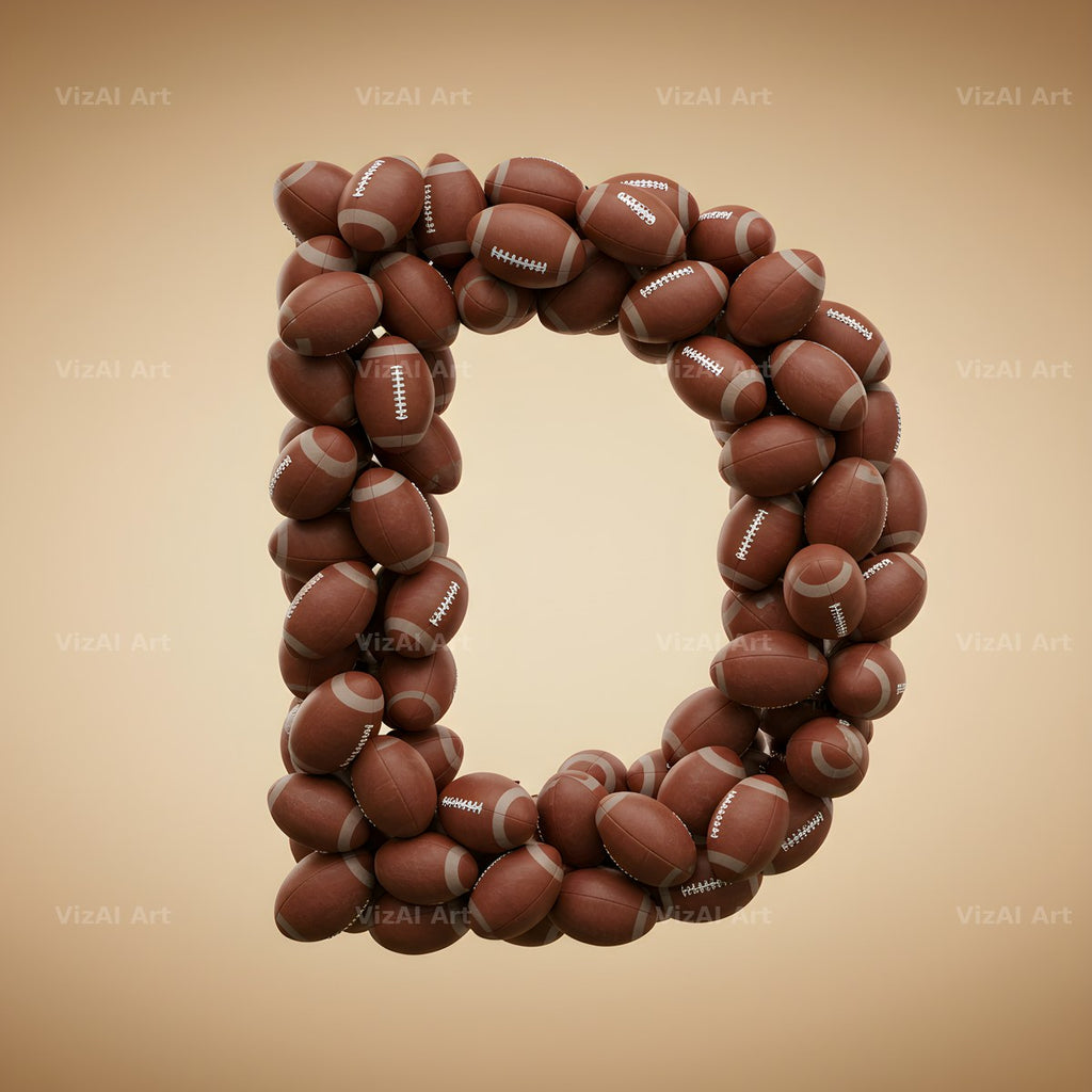 Rugby Ball Scrum alphabet letter D