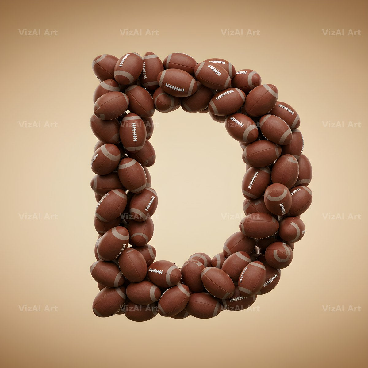 Rugby Ball Scrum alphabet letter D