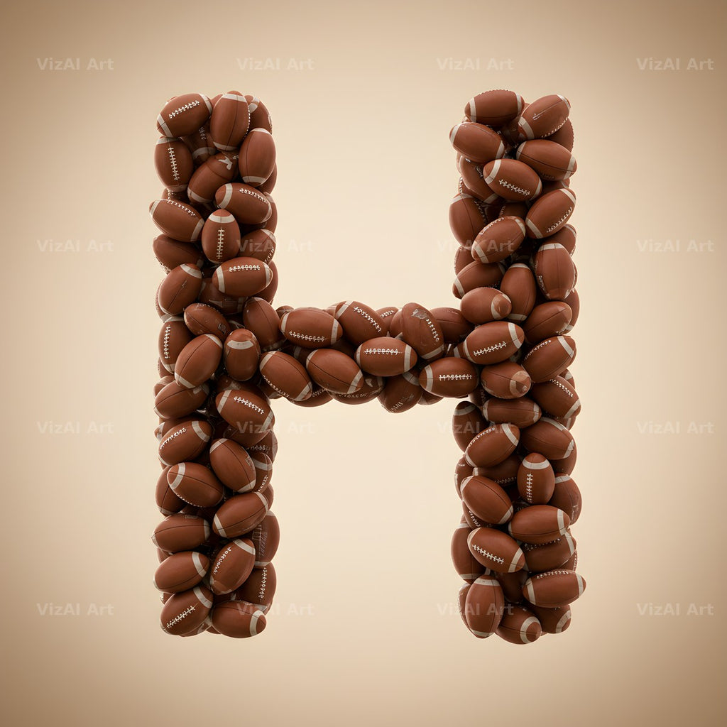 Rugby Ball Scrum alphabet letter H