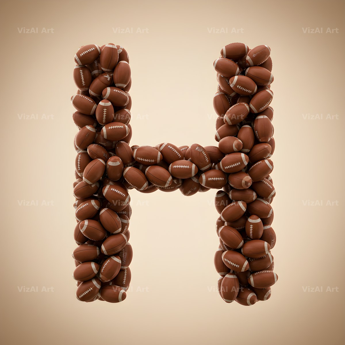 Rugby Ball Scrum alphabet letter H